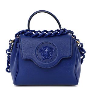 AUTHENTIC VERSACE Blue Leather Shoulder Bag